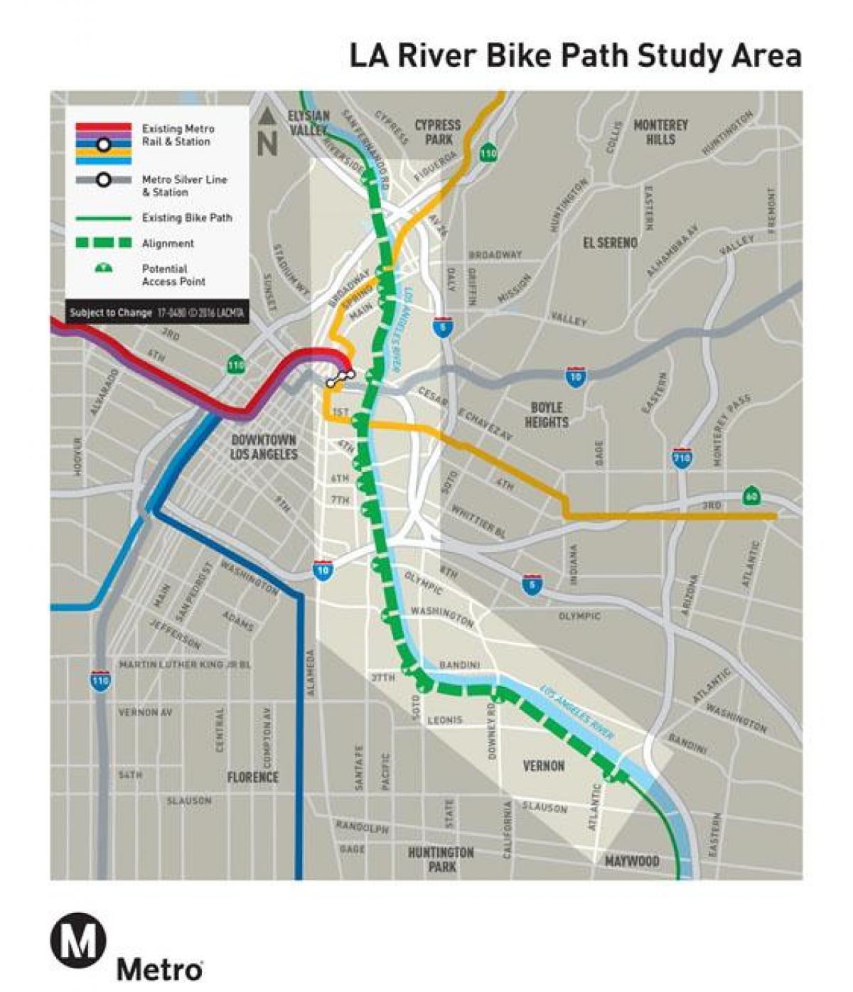 Los Angeles river bike path map