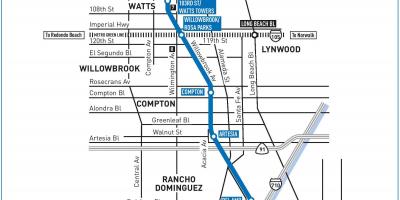 LA metro blue line map - Los Angeles metro blue line map (California - USA)