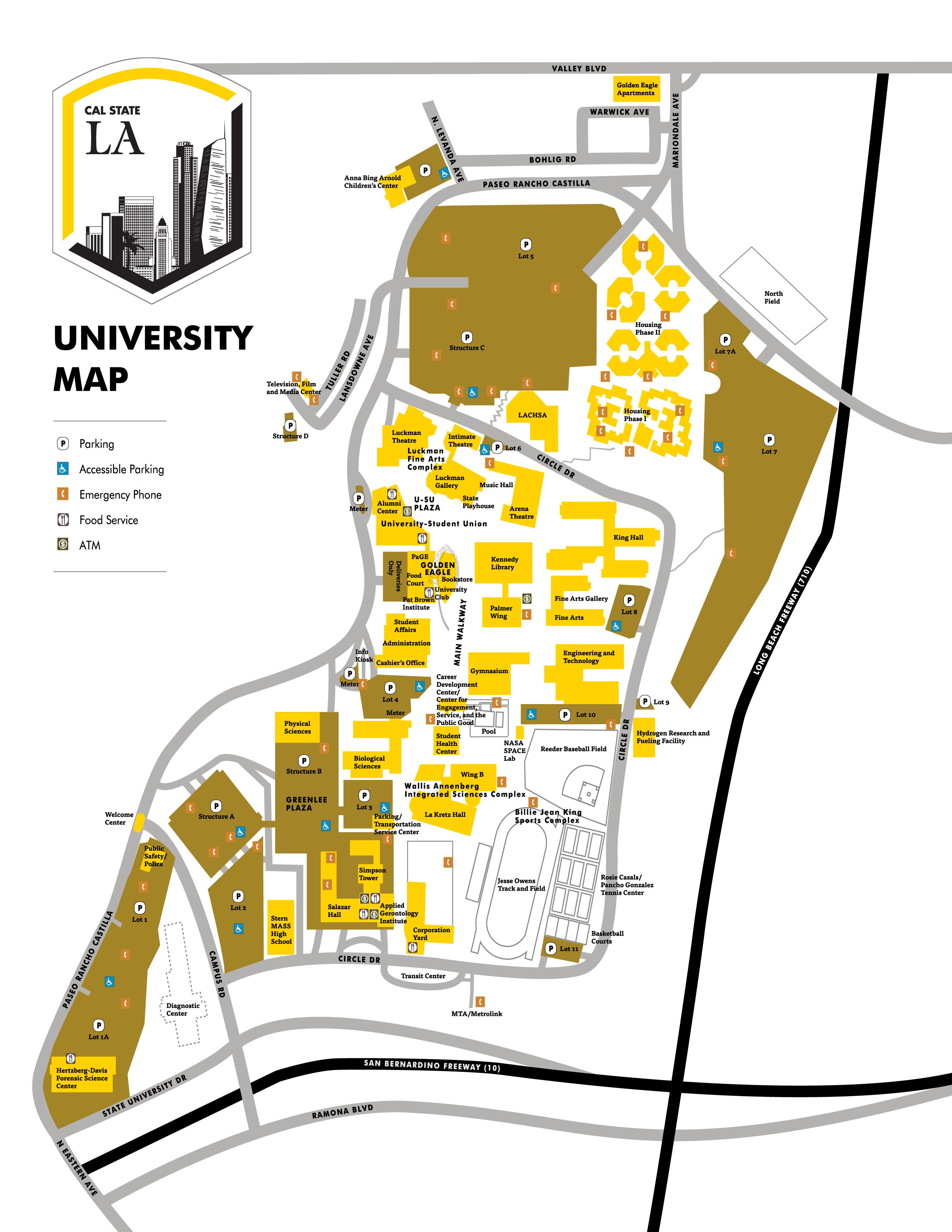 Cal State La Campus Map Cal State Los Angeles Campus Map