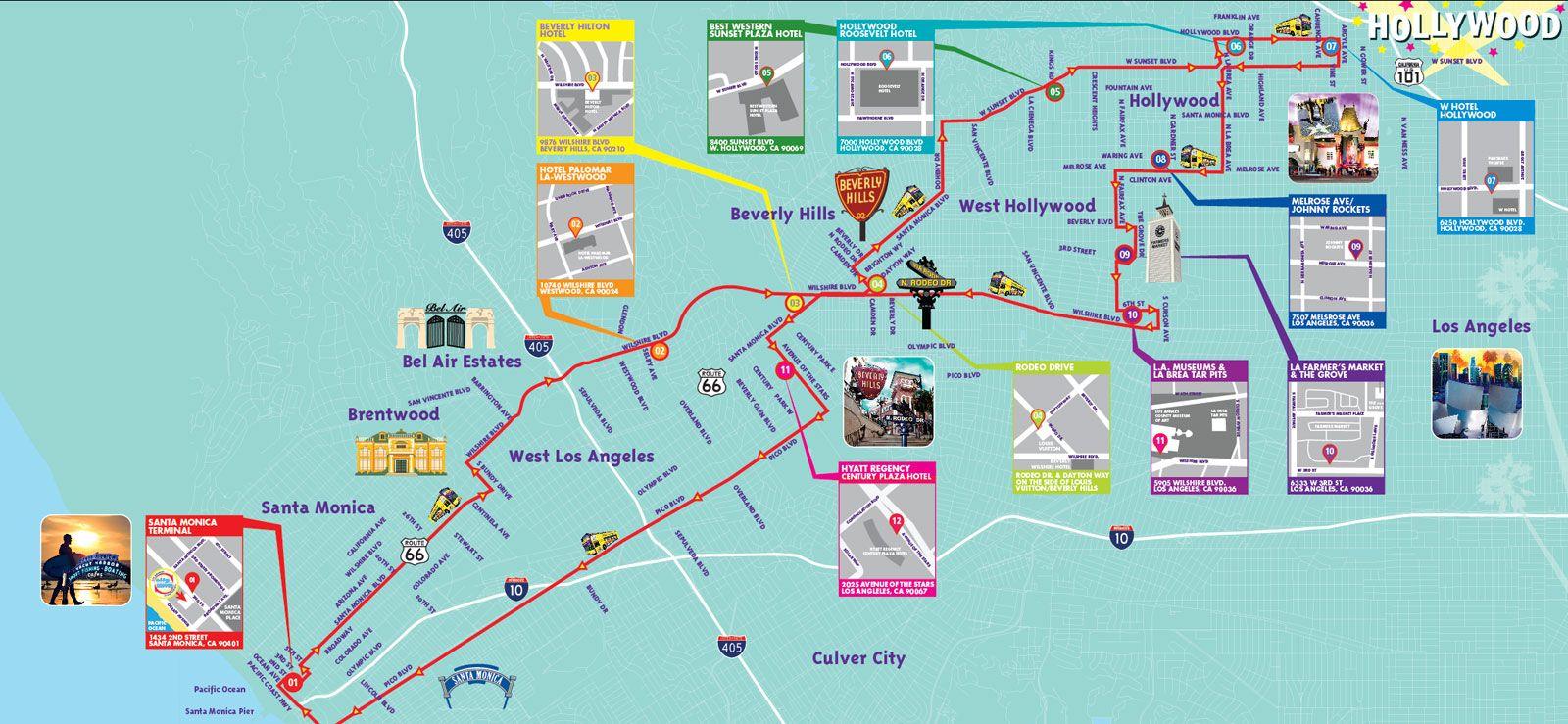 City Sightseeing Los Angeles Map City Sightseeing Map Los