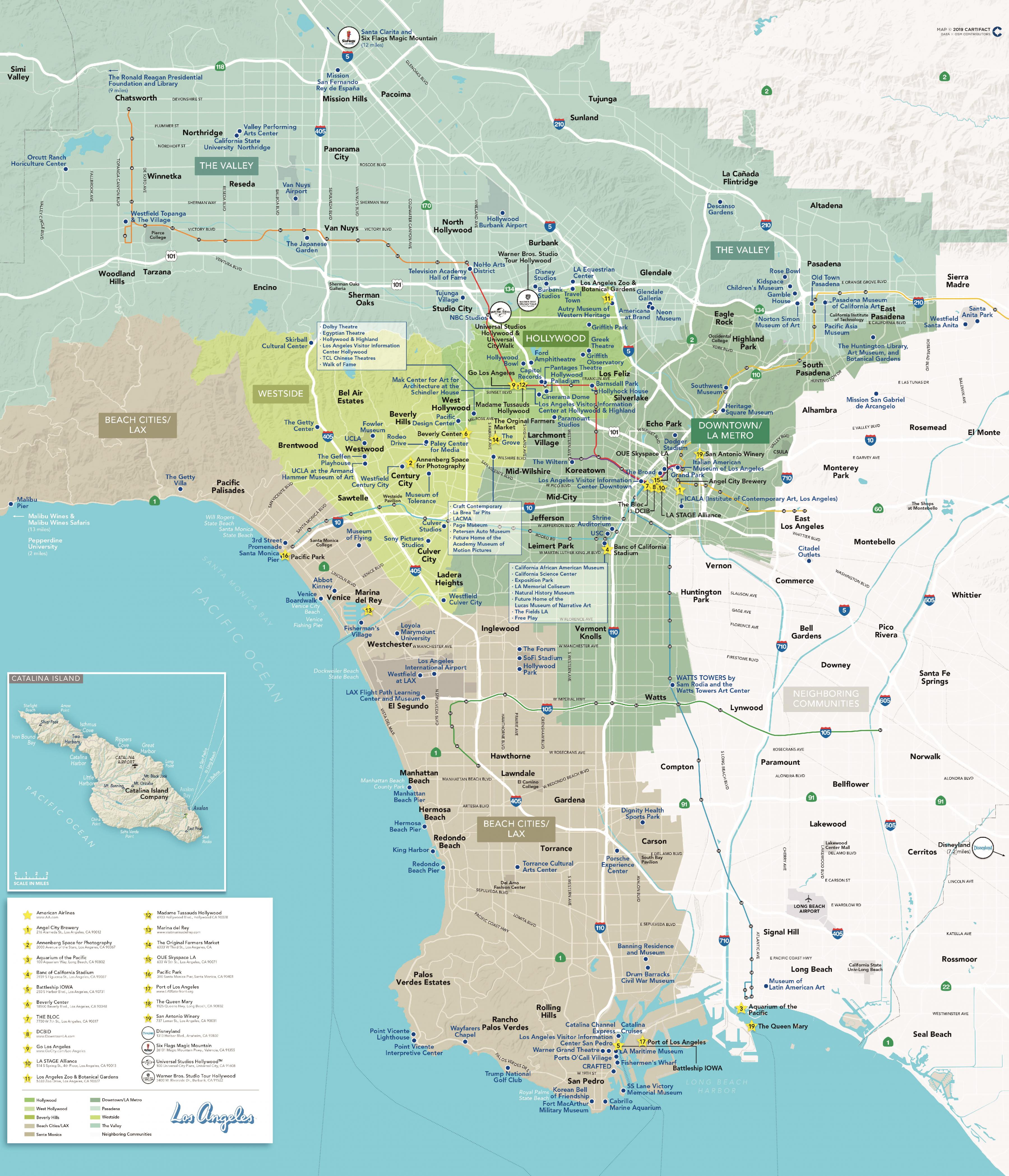 Detailed map of Los Angeles Detailed map of Los Angeles california