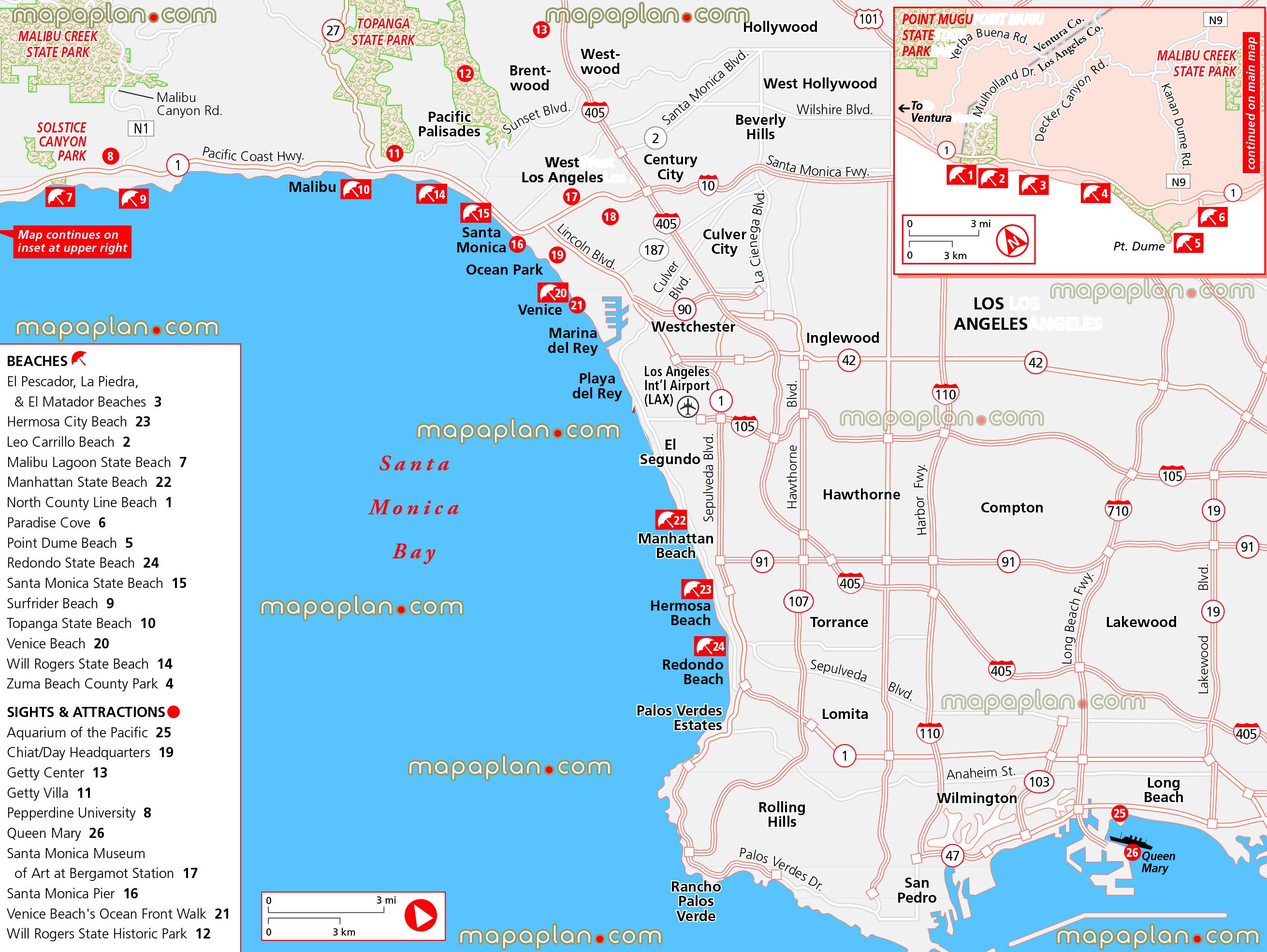 La Beaches Map