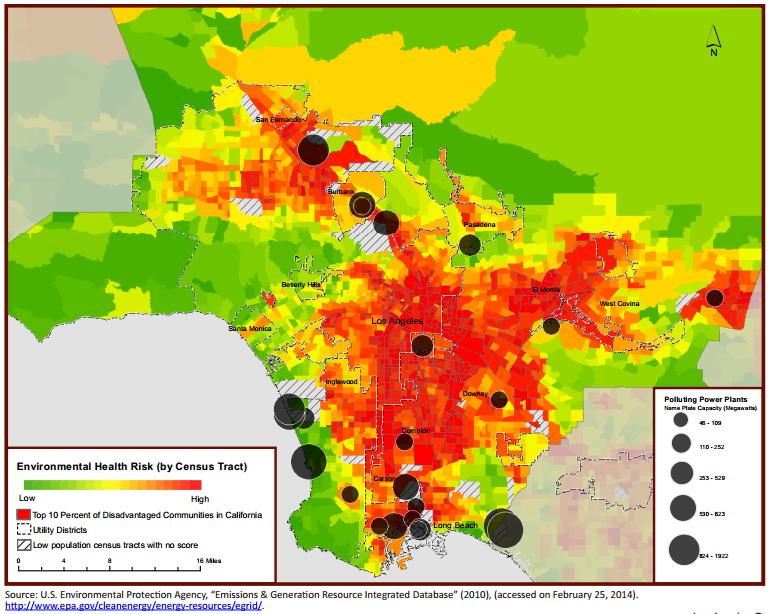 Los Angeles smog map - Map of Los Angeles smog (California - USA)