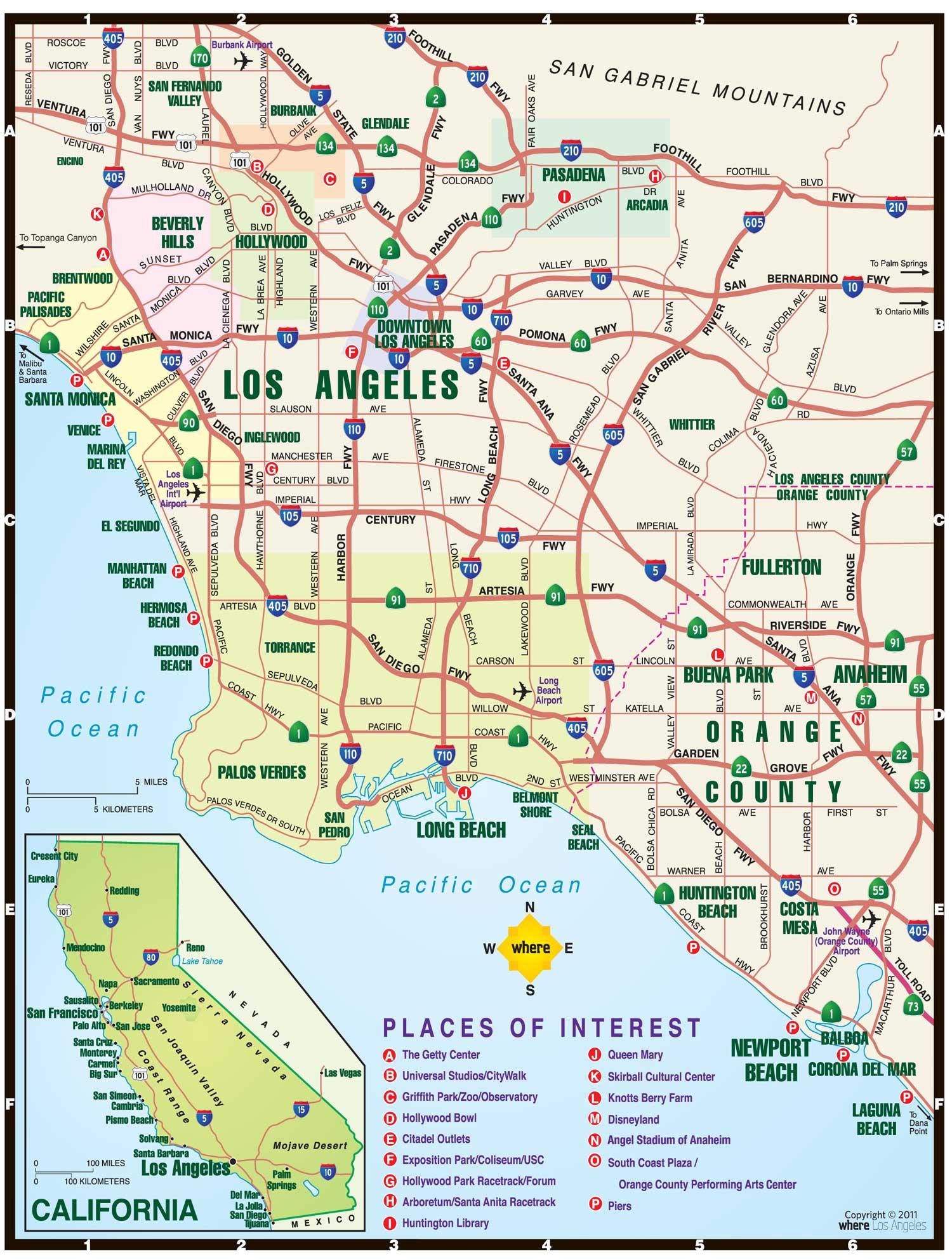 Los Angeles toll roads map Map of Los Angeles toll roads (California