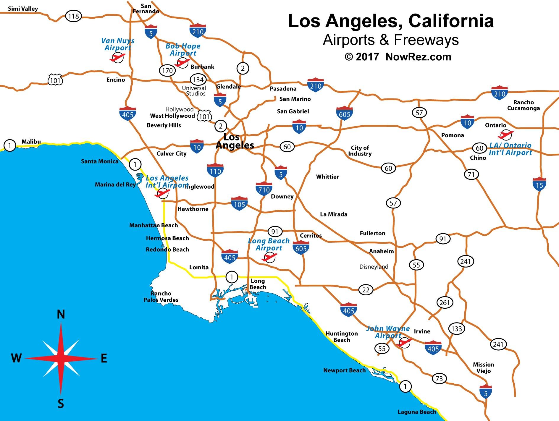Map Of California Airports Near Los Angeles Map Of California