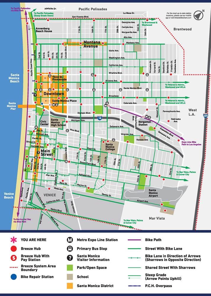 Santa monica bike path map - Map of santa monica bike path (California ...