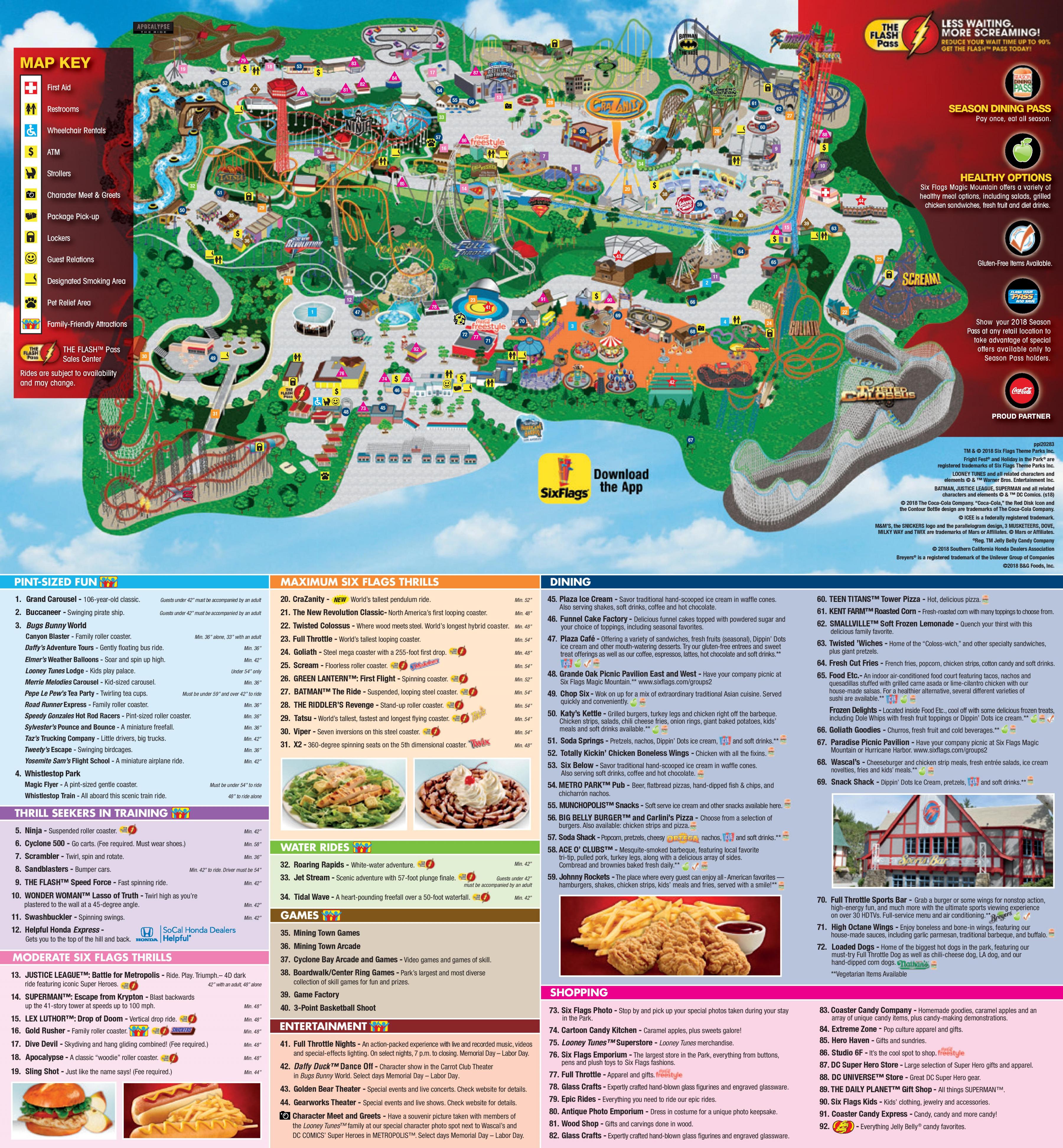 Six flags Los Angeles map - Six flags map Los Angeles (California - USA)