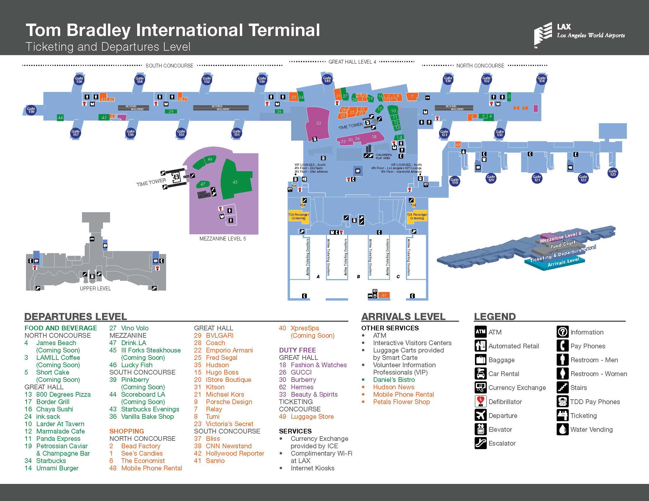 Lax Tom Bradley International Terminal Map Tom bradley airport map   Tom bradley international airport map 