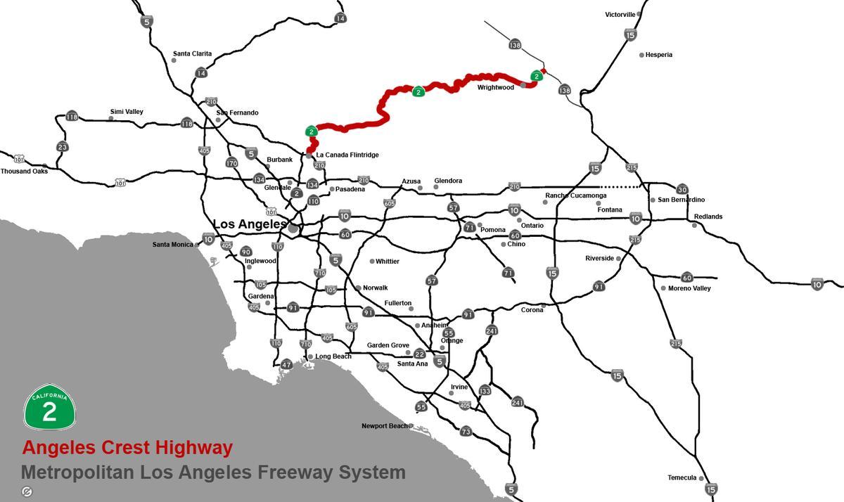 map of angeles crest highway
