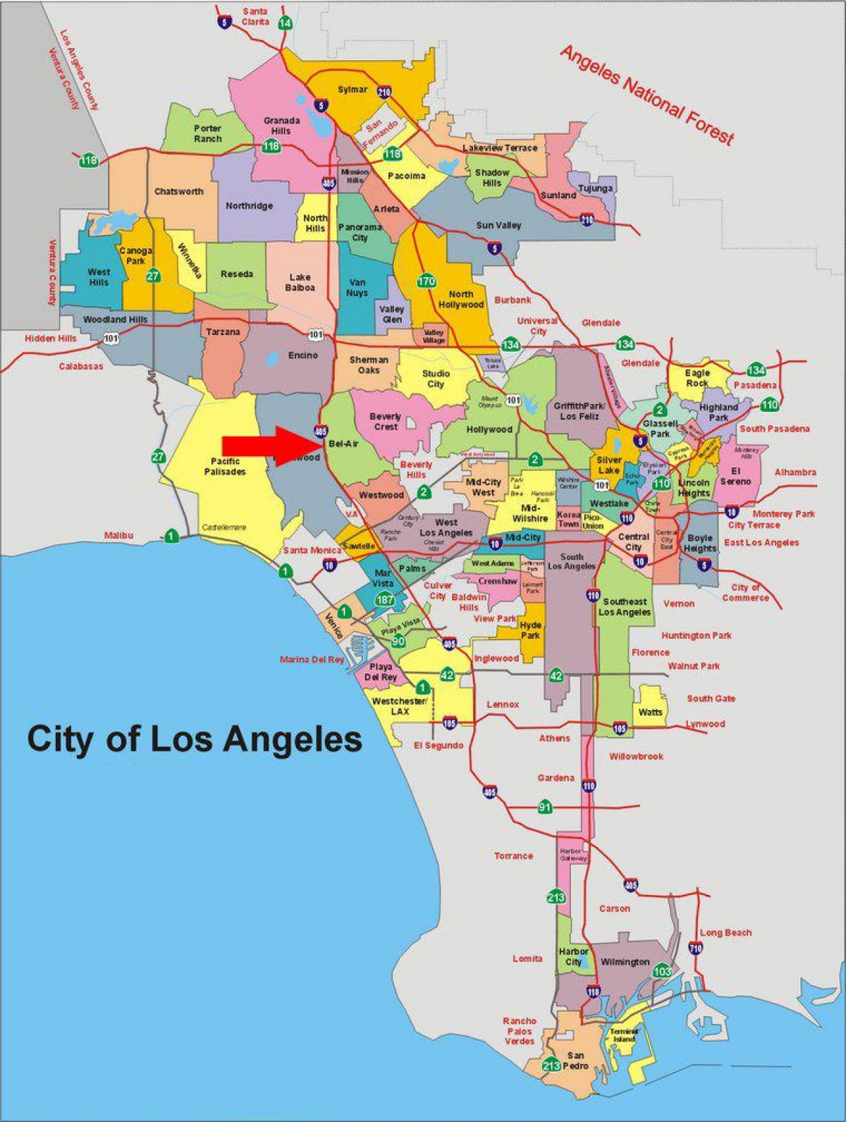 Bel Air California Map Map Of Bel Air California California Usa