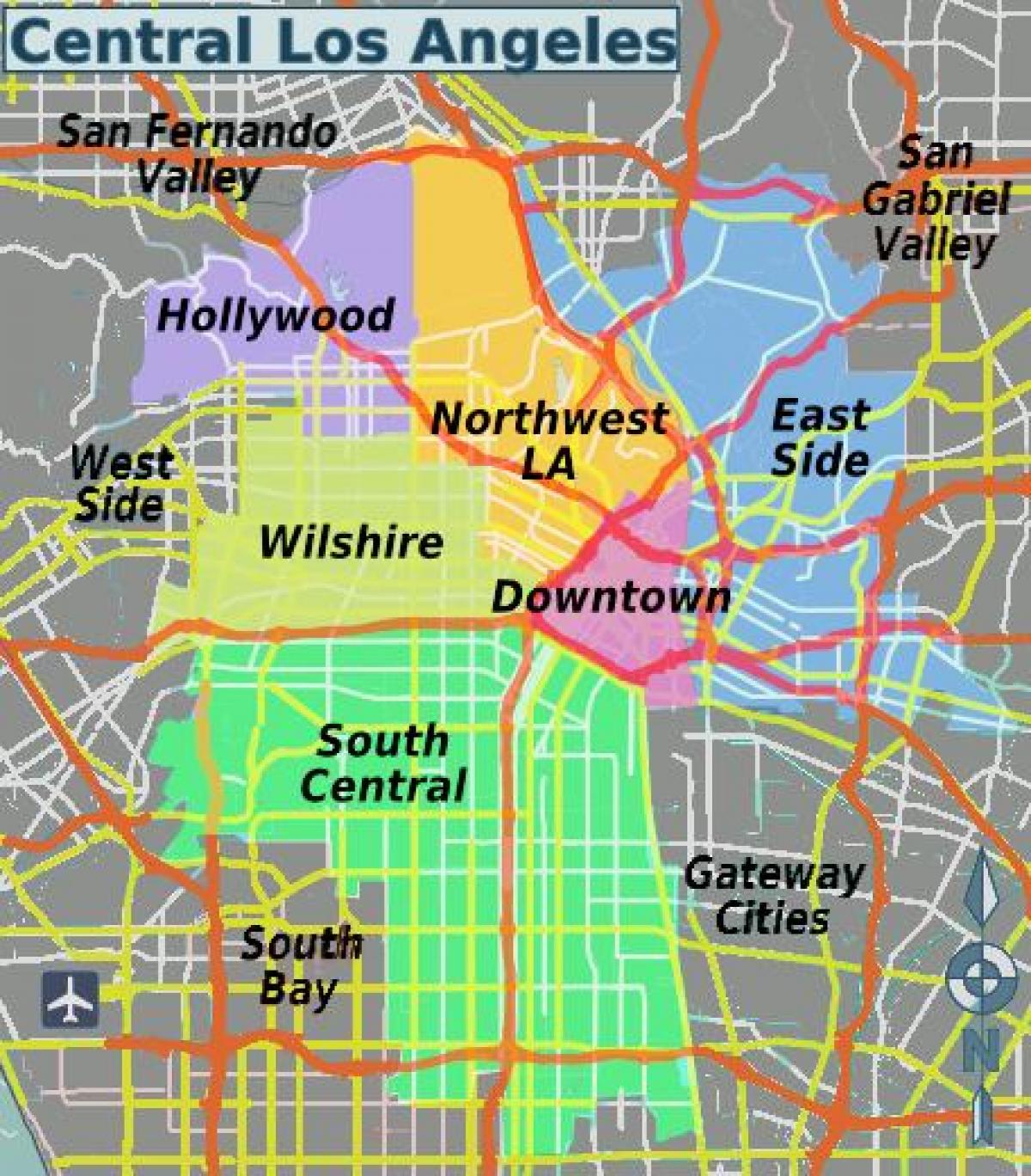 map of central Los Angeles