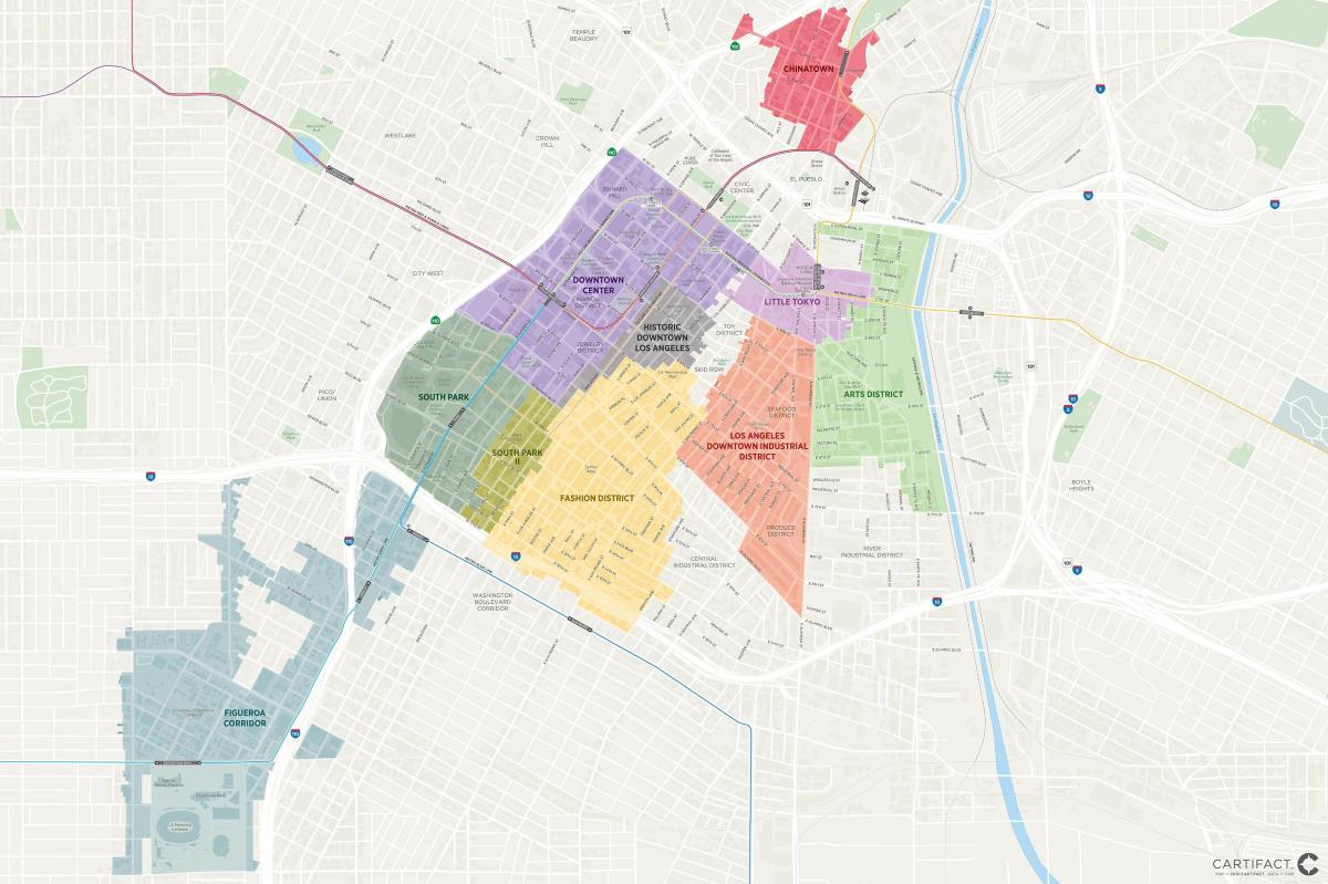 map of downtown Los Angeles districts 