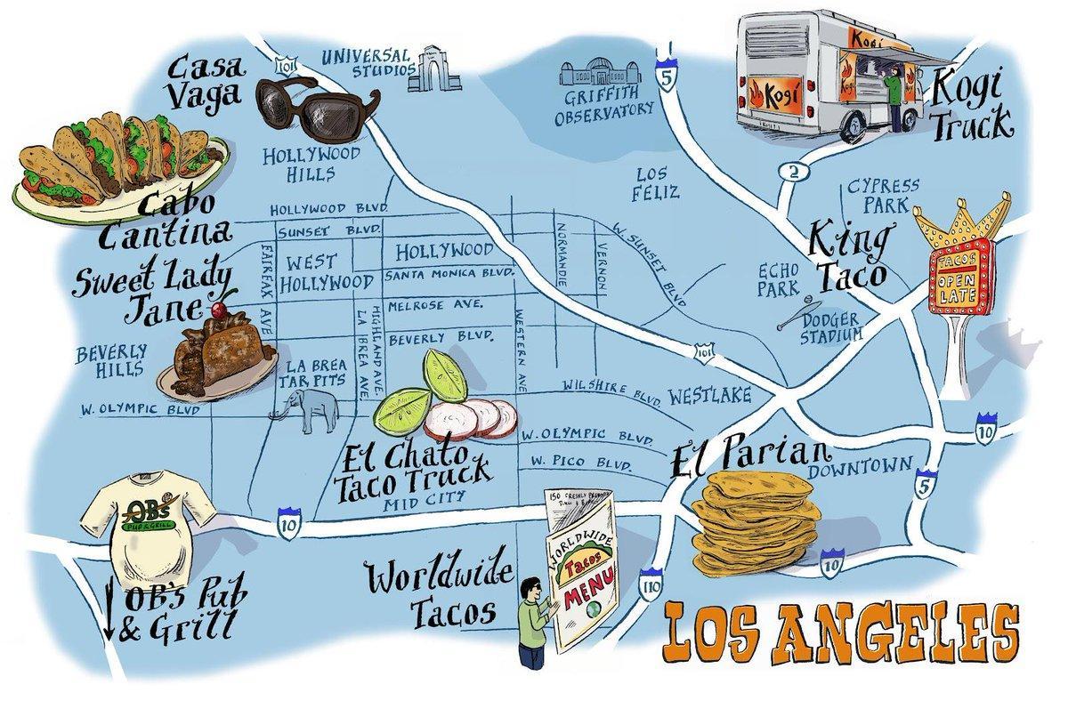 Food truck map Los Angeles - Map of food truck map Los Angeles 