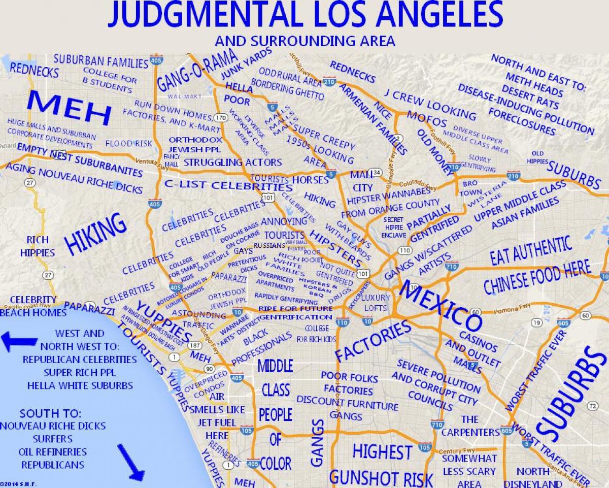 Judgemental Los Angeles map - Map of judgemental Los Angeles 