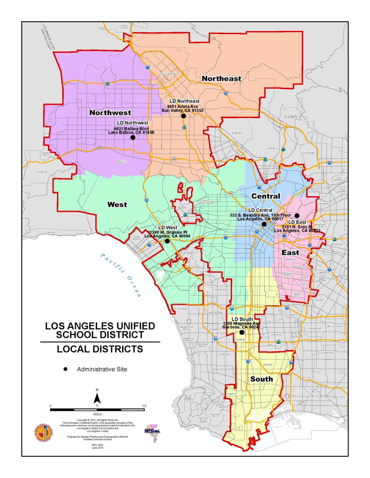 LA county district map Los Angeles county district map (California USA)