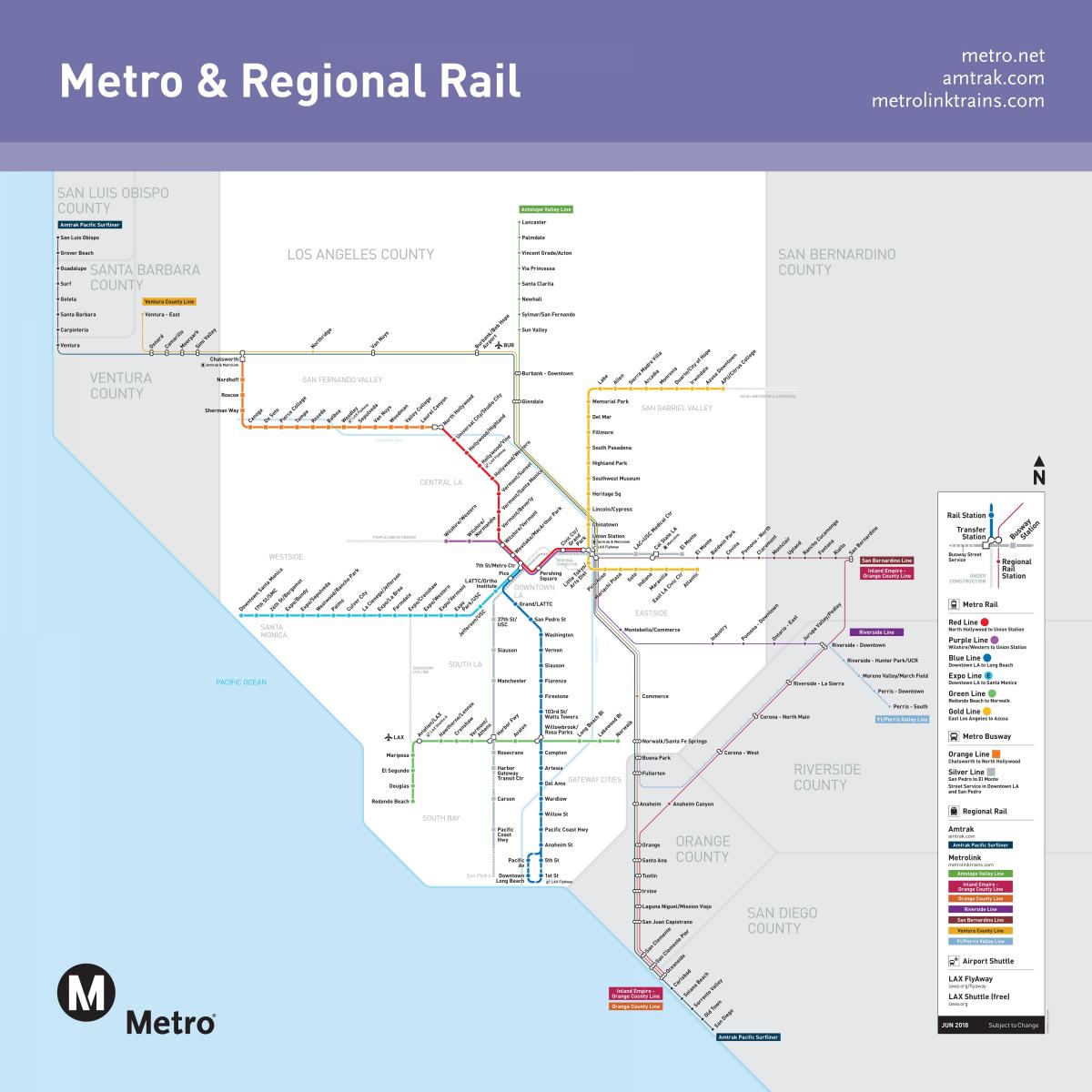 Los Angeles metro rail map