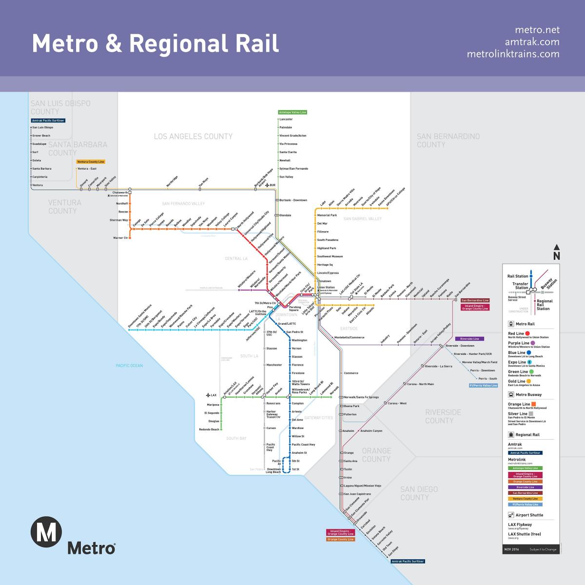 Los Angeles rail map