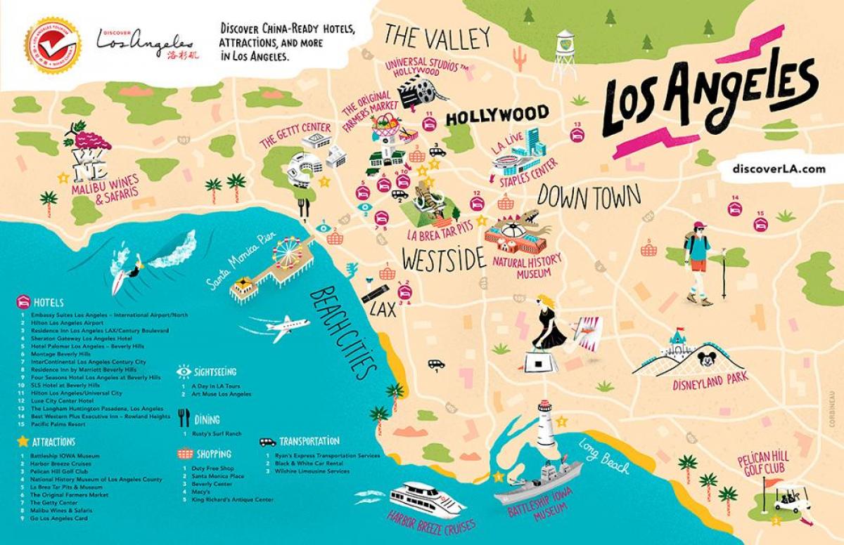 Mapas De Los Angeles Mapa Turístico De La California