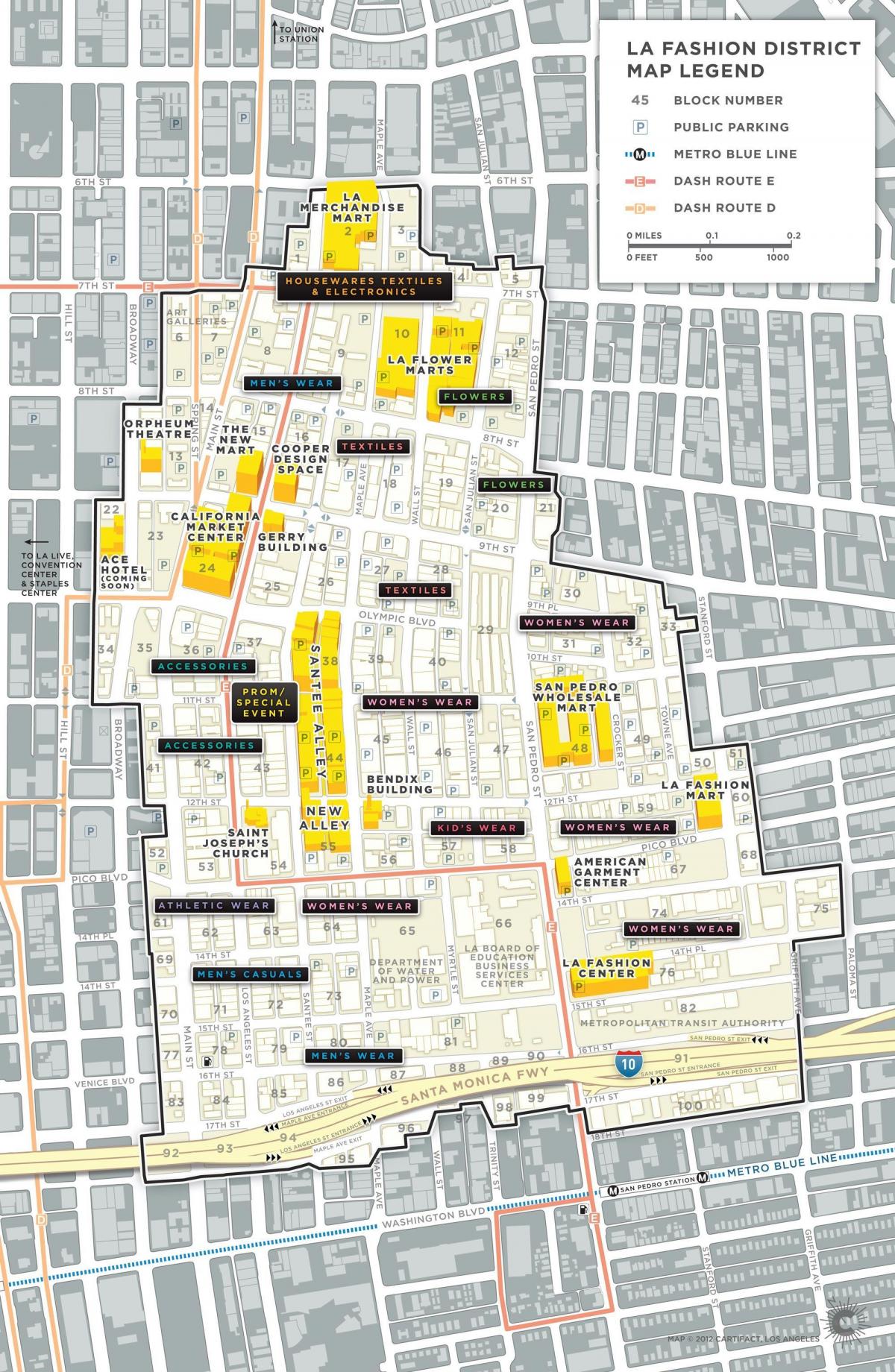 map of Los Angeles garment district