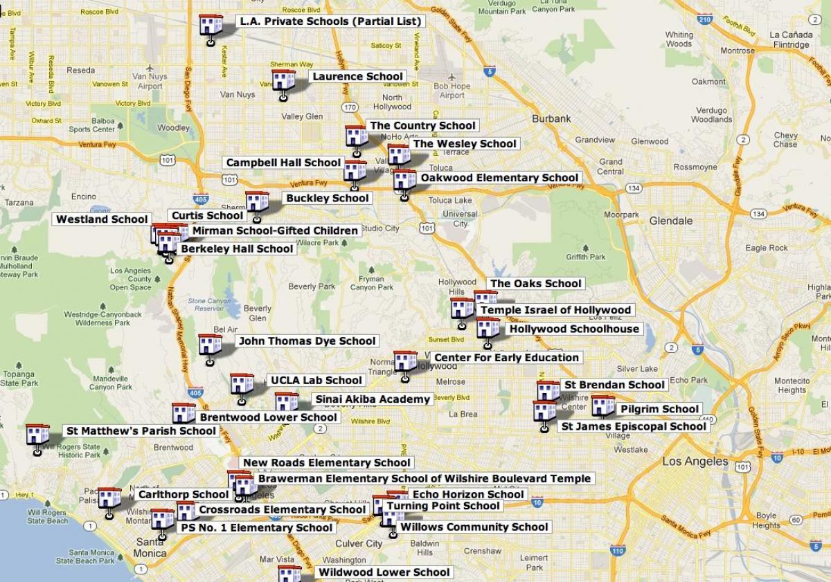 map of Los Angeles high schools