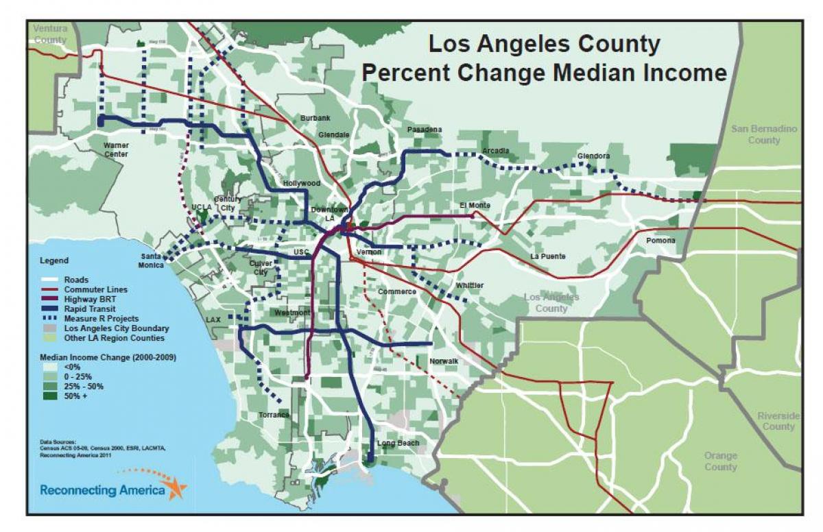 Los Angeles Income Map Los Angeles income map   Income map of Los Angeles (California   USA)