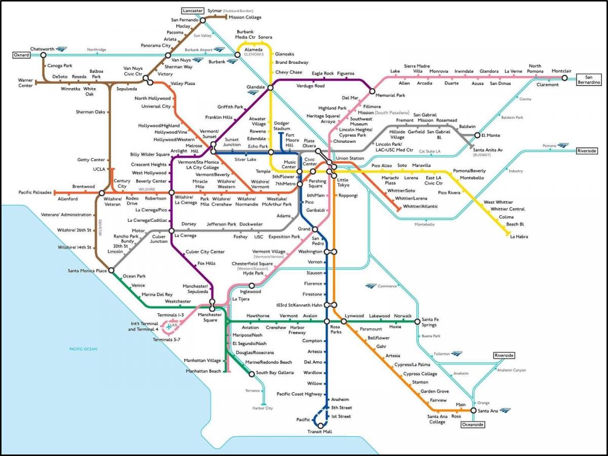 Los Angeles junction railway map Map of Los Angeles junction railway
