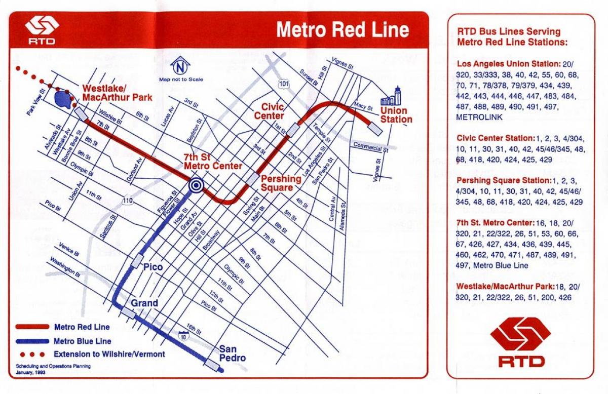 Los Angeles Red Line Map La Red Line Map California Usa