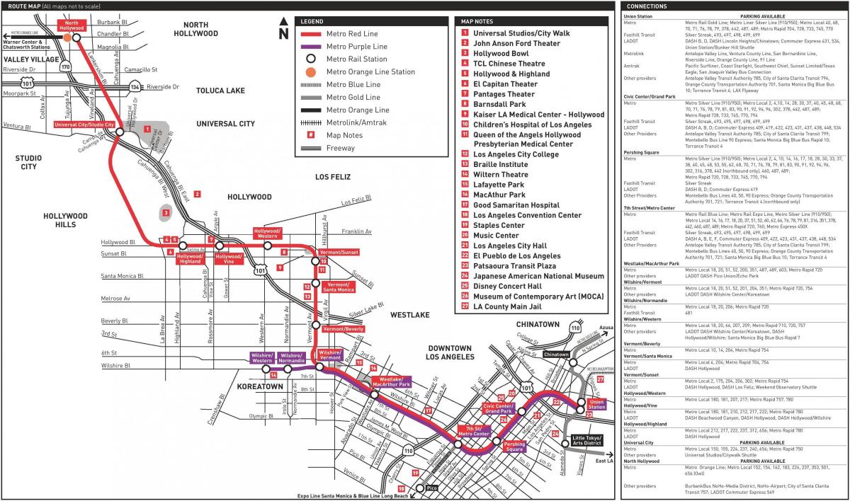 Metro rail red line map - Metro rail red line map (California - USA)