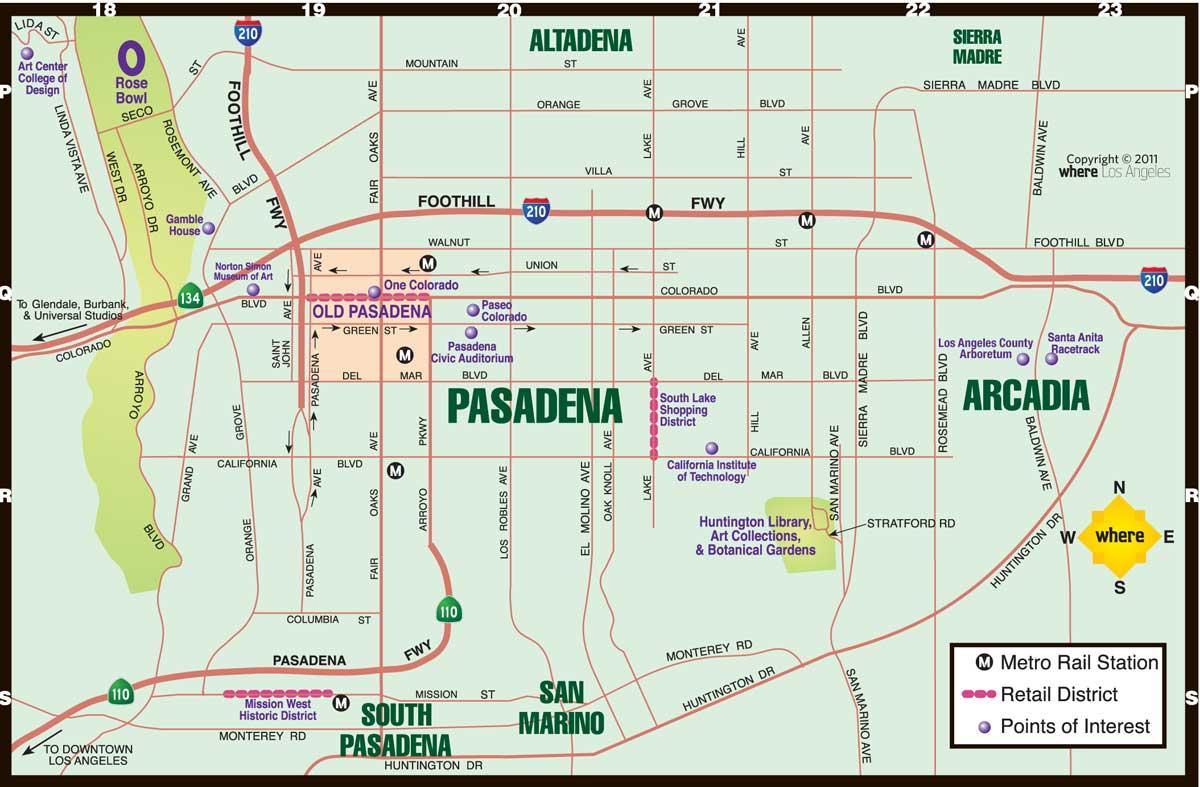 Pasadena map - Pasadena Los Angeles map (California - USA)