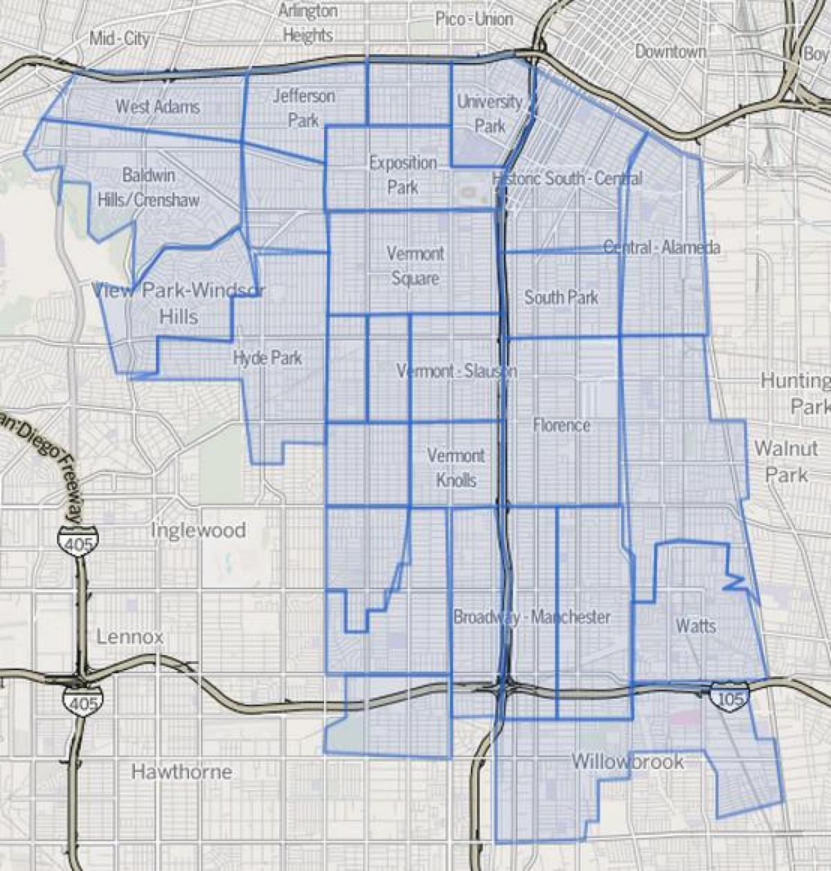 map of south Los Angeles 