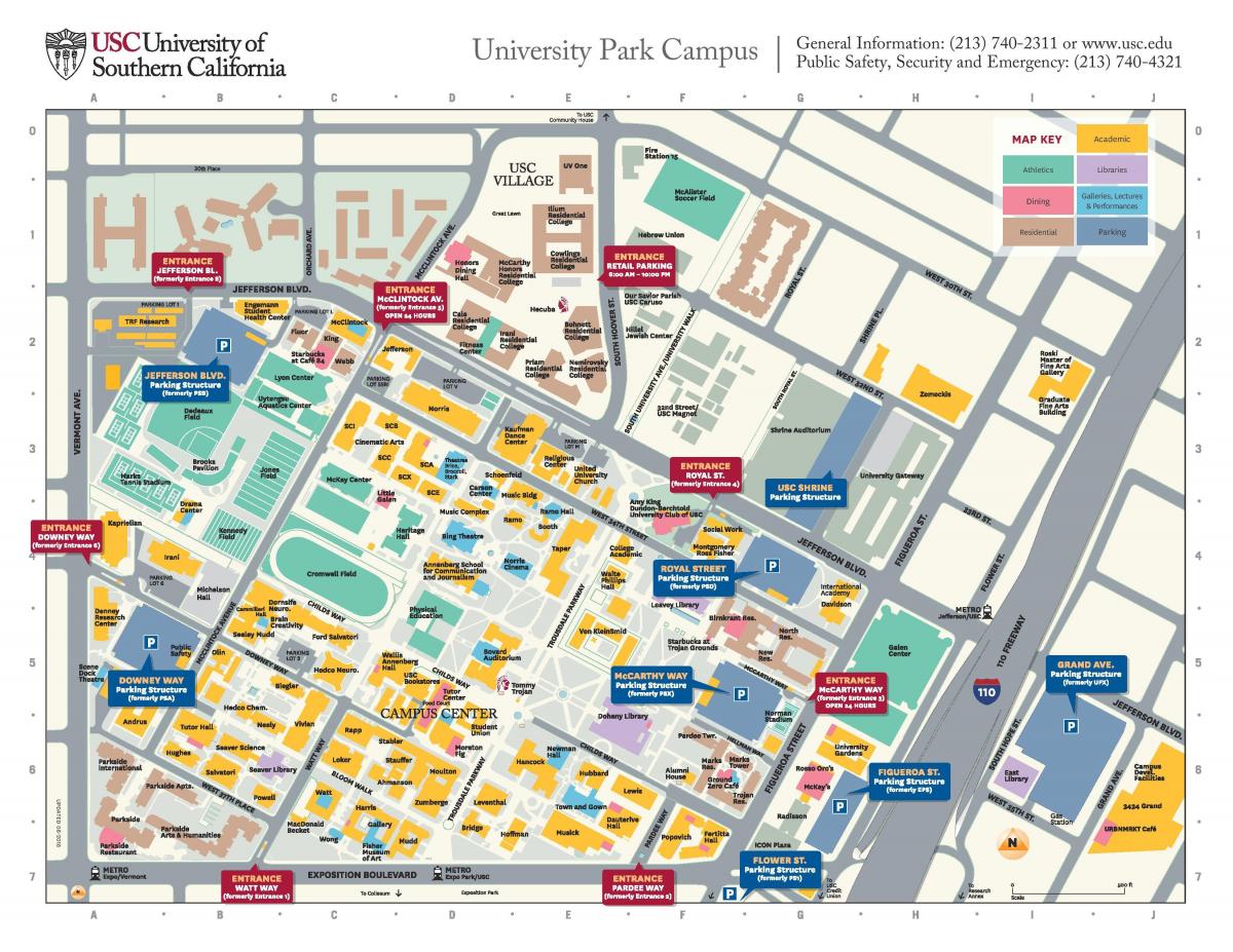 Usc campus parking map Map of usc campus parking (California USA)