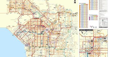 Los Angeles bus lines map - Los Angeles bus system map (California - USA)