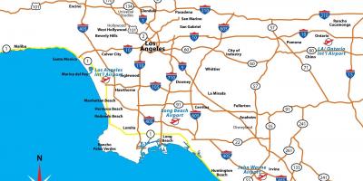 Map of california airports near Los Angeles